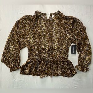 Melrose and Market Metallic Sheer Long Sleeve Blouse High Neck Size Extra Large